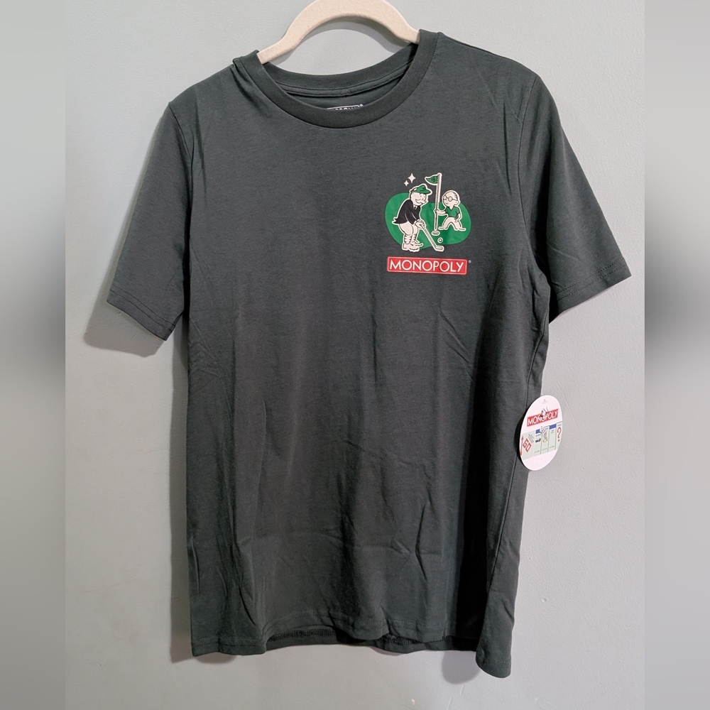 NEW Monopoly Tshirt Green Game Night Youth *Q18